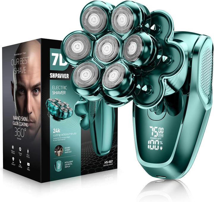 7D Head Shavers for Bald Men,  Detachable Head Shaver LED Display Dry Wet Bald Head Razor, IPX7 Waterproof Head Shavers with Type-C Charge