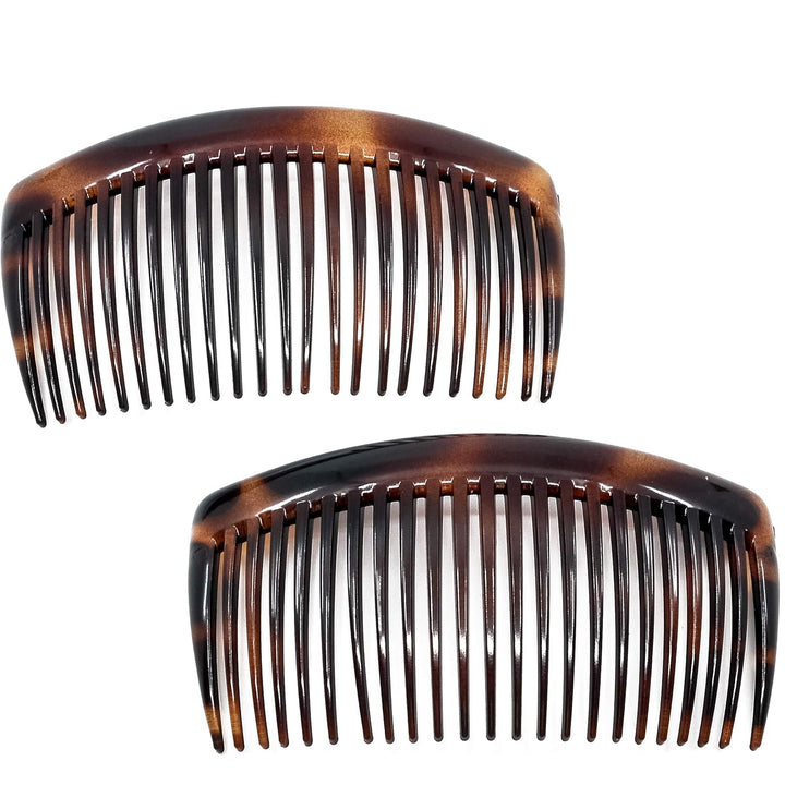 Paris AD66/2 French Side Comb Large Curved Tortoiseshell Hair Combs for Women Fine Hair, 4 Inch Strong Hold Comb for Women Bun Chignon Up-Do Styling Girls Hairstyle Accessories, Made in France