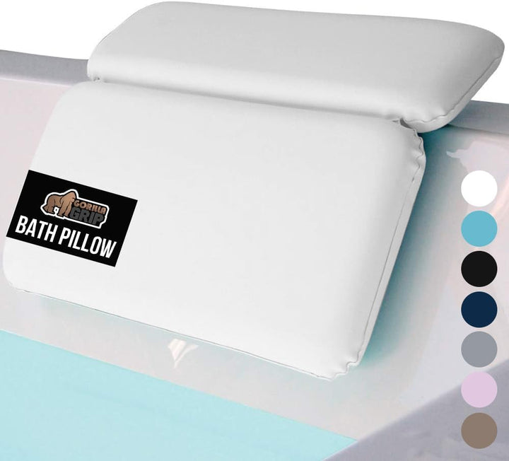 Bath Pillow for Tub, Improved Suction Cups, Luxury Bathtub Pillows, Headrest for Neck and Back Support, Relaxing Home Spa, Hot Tubs and Bathroom Essentials, Gifts for Women, 2 Panel White