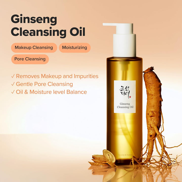 Ginseng Cleansing Oil Waterproof Makeup Remover for Sensitive, Acne-Prone Facial Skin. Korean Skin Care for Men and Women, 210Ml, 7.1 Fl.Oz