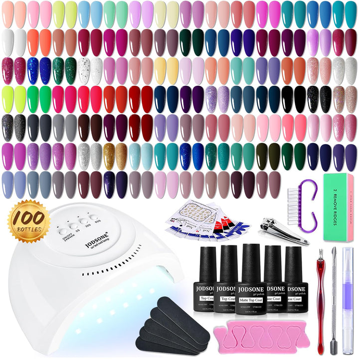 60 PCS Gel Nail Polish Set with 5 Bottles of Base and Glossy Matte Top Coat Soak off Gel Nail Set Suitable for All Seasons Gifts