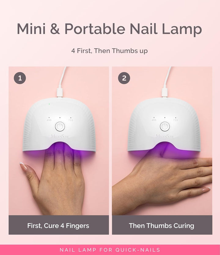 UV Nail Lamp, ART06F UV Light for Gel Nails, Nail Dryer with 2 Timer, Fast Curing Gel Nail Polish Nail Art Tools for Desk and Handheld Use, Starter-Friendly Mini Manicure Accessories-White