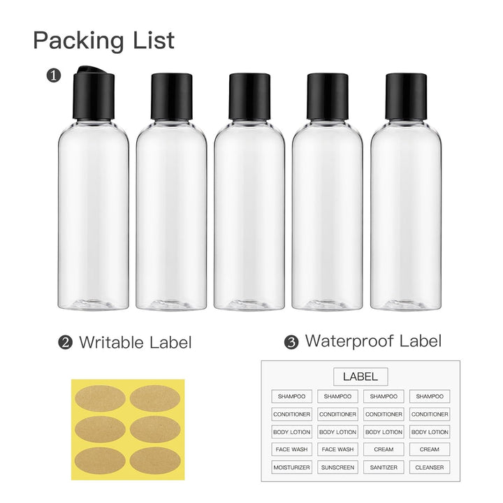 Travel Bottles for Toiletries 3.4 Oz - Travel Size Containers for Shampoo Plastic - Small Empty Lotion Squeeze Bottle for Liquid TSA Approved - Leak Proof Mini Conditioner Refillable Clear 100Ml