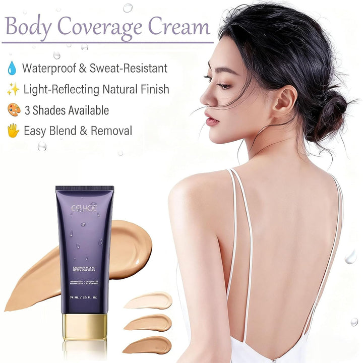 Body Coverage Perfector Waterproof, Body Perfector Skin Full Coverage, Body Makeup Waterproof No Transfer for Leg, Tattoo & Scar Cover-Up Makeup Long‑Lasting 2.5Oz(Natural)