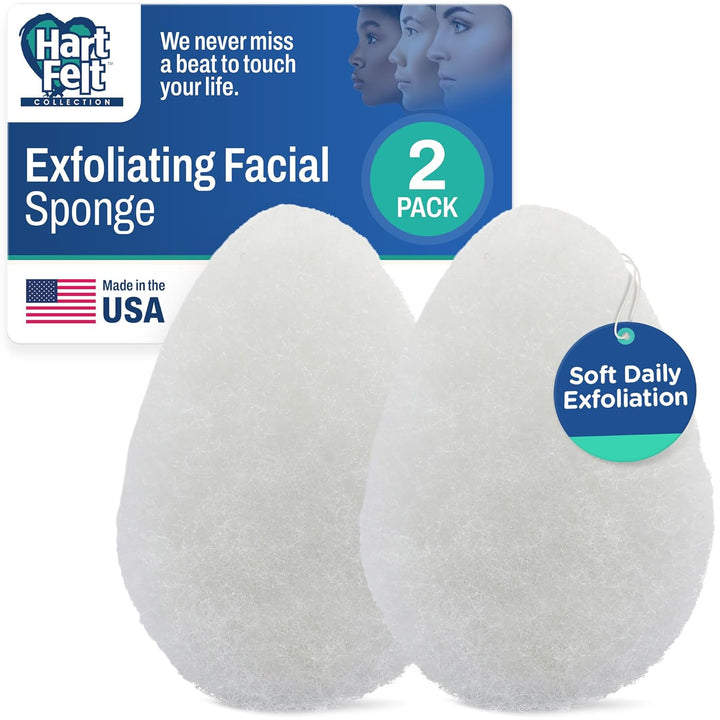 [10 Pack] Regular Exfoliating Facial Sponge for Face - Daily Cleansing Face Scrubber - Buf Dirt Away with Puf Styled Reusable Face Pads for Removing Makeup, Dirt, and Dead Skin - Made in USA