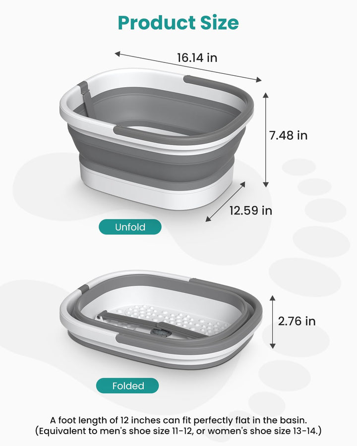 Foot Soaking Tub Collapsible Bucket for Foot Bath Soak Tub, Foot Basin Foot Soaker with 138 Acupressure Nodes and Pumice Stone for Feet Massager Pedicure Foot Spa, Gifts for Men Women Dad Mom