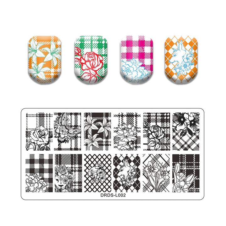 21 Pcs Nail Stamp Plates Set 16 Plate 2Stamper and 2 Scraper 1Storage Bag Nails Art Stamping Plate Scraper Stamper Set Leaves Flowers Animal Nail Plate Template Image Plate Set