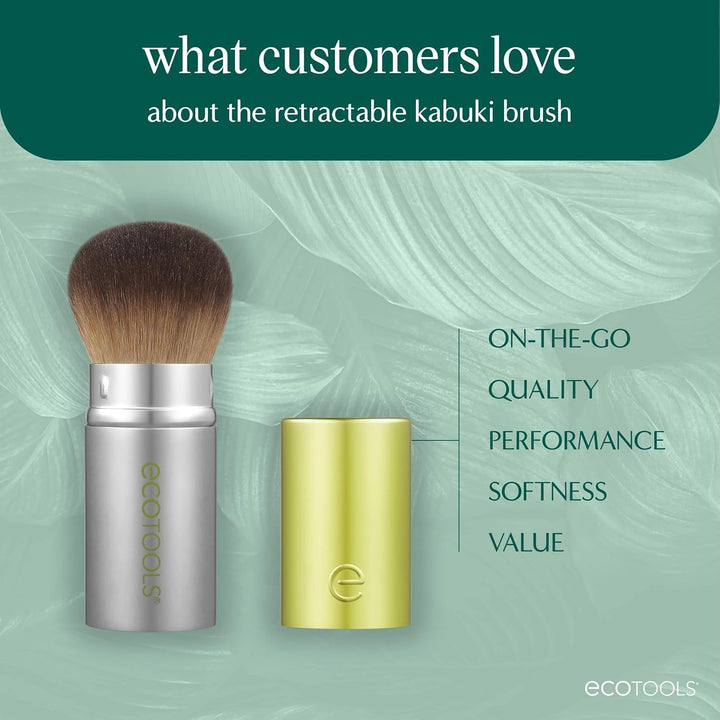 Retractable Face Makeup Brush, Kabuki Brush for Foundation, Blush, Bronzer, & Powder, Travel Friendly & Perfect for on the Go, Eco Friendly, Synthetic & Cruelty Free Bristles, 1 Count