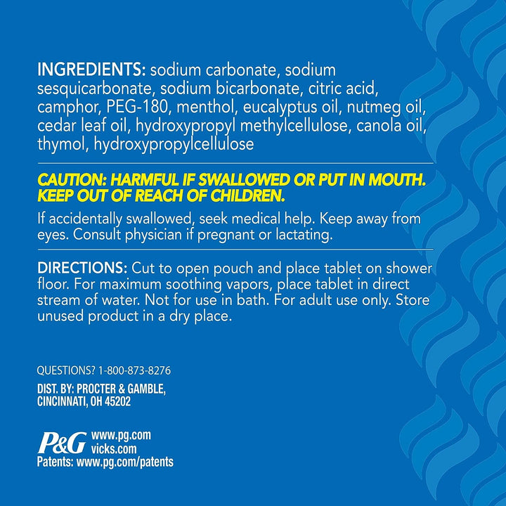 , Vaposhower Plus, Shower Steamers, Eucalyptus Shower Steamer & Menthol Scent, Clean Dissolving Vapor Shower Tablets, Aromatherapy Shower Steamer & Shower Bombs, 12 Count