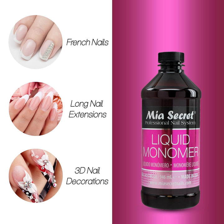 32 Oz  Liquid Monomer - Professional Acrylic Nail Liquid for Acrylic Powder - EMA Monomer Acrylic Nail Liquid