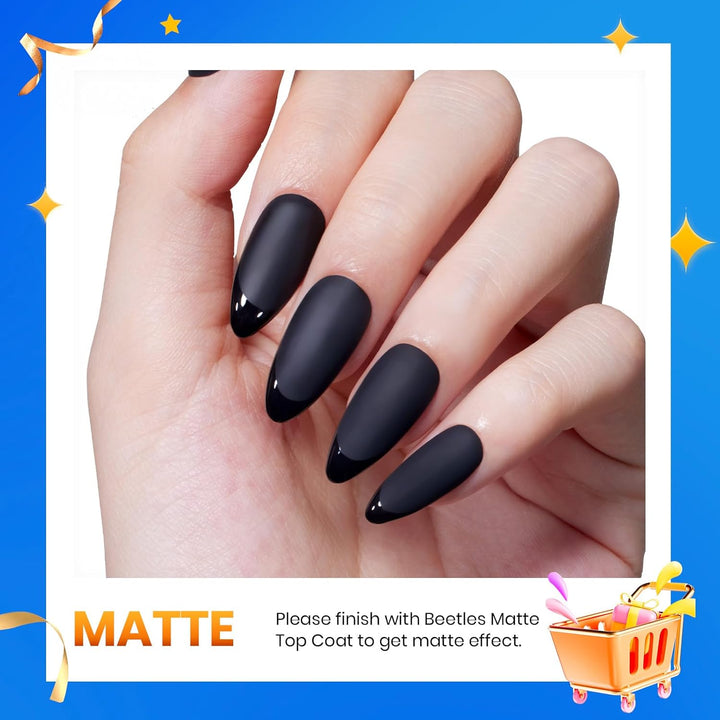 Beetles Black Gel Polish, 1 Pcs 15Ml Audrey Black Nail Polish Color Gel Nail Polish Halloween Nails Soak off Art Manicure Salon DIY Uv Lamp Nail Design Decoration at Home