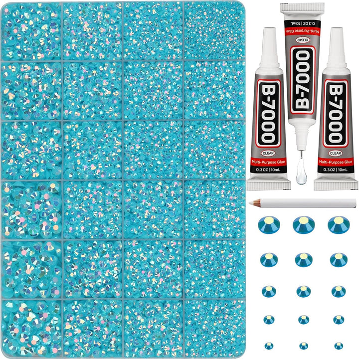 30000Pcs Resin Jelly Rhinestones for Crafting Bedazzling, Multicolor 3Mm Flatback Gems for Crafts Clothing Clothes Tumblers Shoes Nails, Flat Back Mixed Color Bulk Bedazzler Kit Jewels with B7000 Glue
