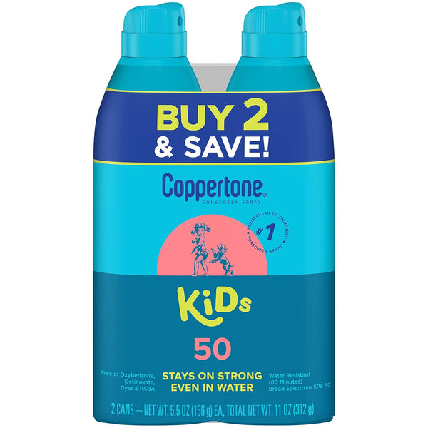 KIDS Sunscreen Continuous Spray SPF 50 (5.5 Ounce, Pack of 2) (Packaging May Vary)