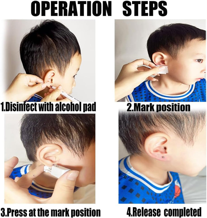 Ear Piercing Kit, 2 Pcs Disposable Ear Piercing Gun with Preloaded Ear Stud, at Home Self Ear Piercing Gun Kit