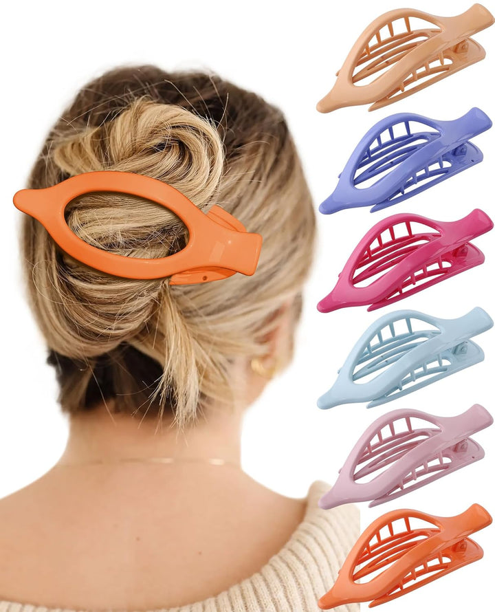 French Concord Hair Clips - 6Pcs Side Slide Volume Clips for Women Girls, Strong Hold No Slip Grip, Thick or Thin Hair (Matte Finish, L:4.6 IN, W:1.97IN)