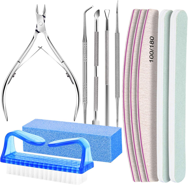 Nail Care Kit, Nail Files 100/180, Nail Tools, Nail Buffer Block, Cuticle Nippers, Cuticle Trimmer, Cuticle Pusher, Nail Kit, Pedicure & Manicure Tools, Nail Prep Kit, Manicure Kit for Women