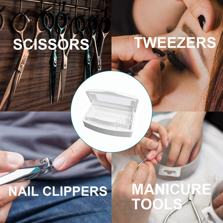 Nail Tool Sterilizer Box, Plastic Sterilization Tray for Tweezer, Eyelash Extensions, Nail Implement for Esthetician