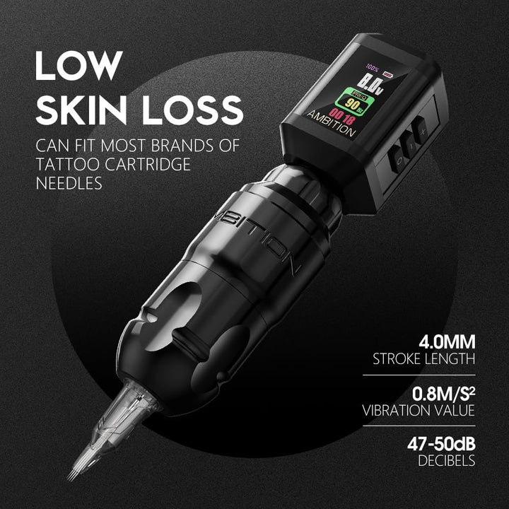 Lutin Rotary Tattoo Machine with Korall Tattoo Power Supply 2200Mah Straight Drive Bar - Wireless Tattoo Machine Short Tattoo Pen with Brushless Motor with RCA Cord for Tattoo Artist