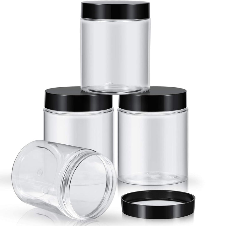 4 Pieces round Wide-Mouth Leak Proof Plastic Container Jars with Lids for Travel Storage Makeup Beauty Products Face Creams Oils Salves Ointments DIY Making(1 Ounce,White)