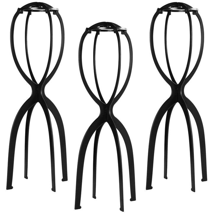 Wig Stand, Wig Head Stand, Wig Holder for Multiple Wigs, Black, 3 Pack