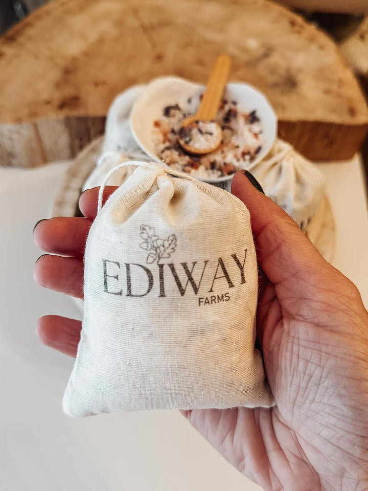 Sleepy Blend Set of 5 Soothing Aromatherapy Rosemary and Lavender Bath Teas with Epsom and Himalayan Pink Salts, Essential Oils, Coconut Milk Powder, Oats, and Dried Florals | Relaxing Gift Idea