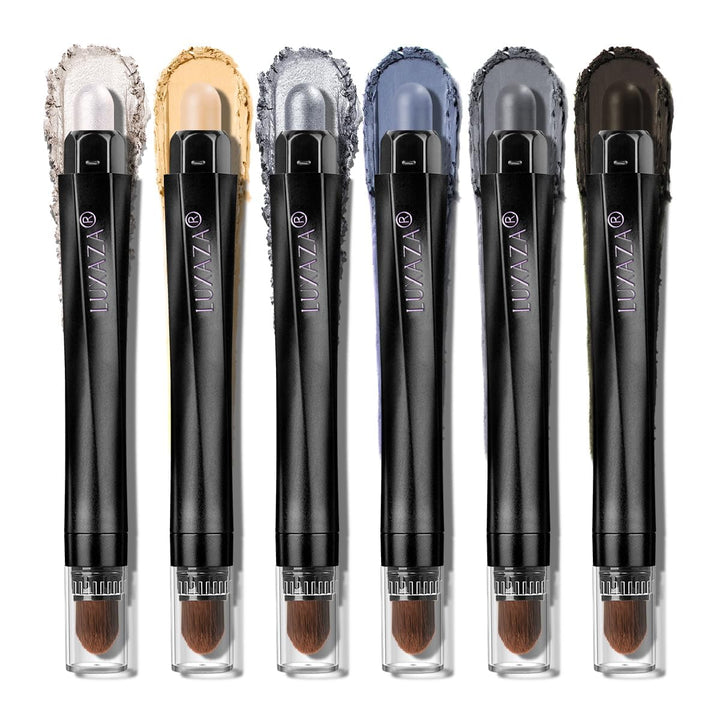 Neutral Eyeshadow Stick Makeup 6PCS Set, Brown Nude Metallic Shimmer Matte Cream Eye Shadow Palette Eyeliner Brightener Pencil Crayon, Halloween Makeup - BROWN CANYON