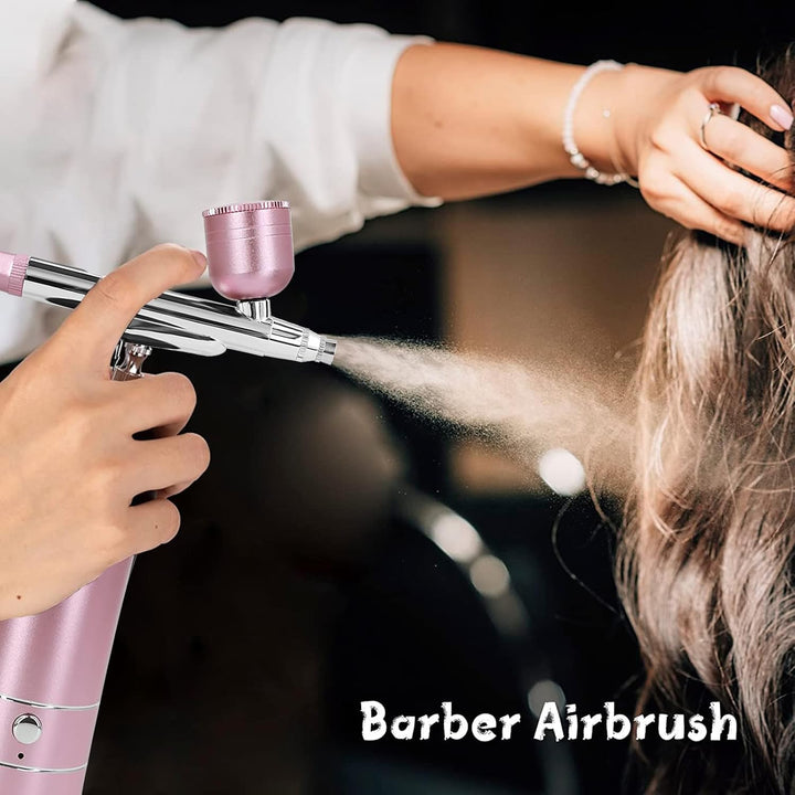 Airbrush Kit Air Brush Kit with Airbrush Compressor Nail Charms Wireless Air Brush for Barber, Nail Art, Cake Decor, Makeup, Model Painting (Pink)