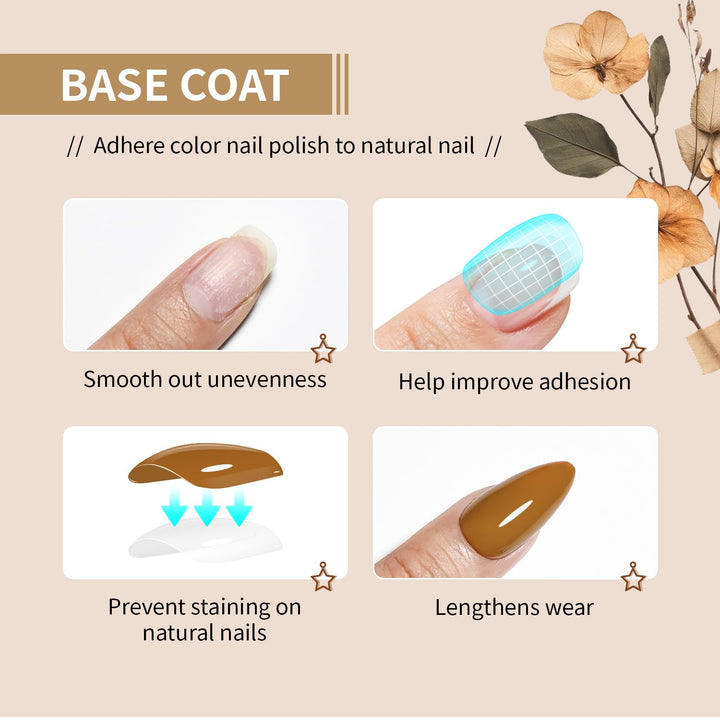 Base and Top Coat Nail Polish Quick Dry,16.5Ml Large Capacity Basic Nail Polish Set Air Dry Fast, High-Glossy Shiny, No U V Light Needed for Women Salon DIY Nail Art