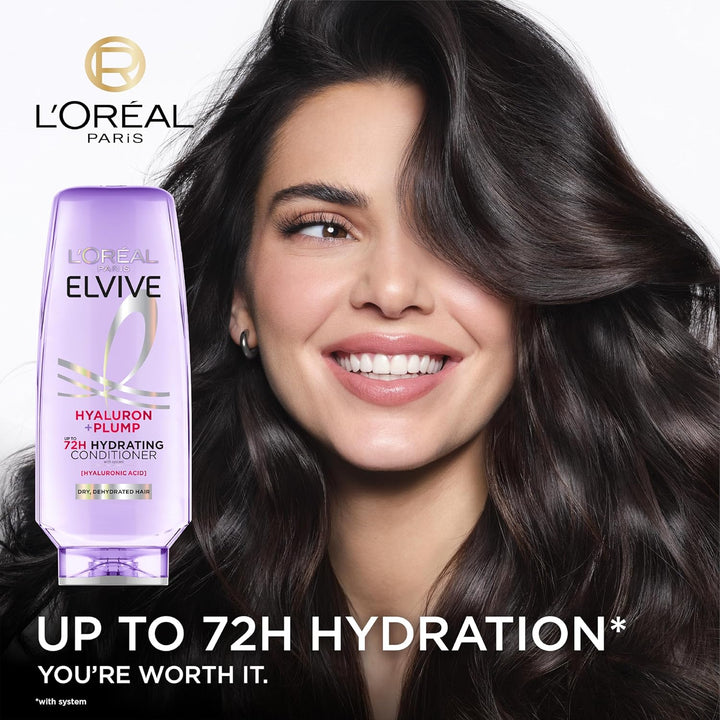 Elvive Hyaluron Plump Hydrating Conditioner for Dehydrated, Dry Hair Infused with Hyaluronic Acid Care Complex, Paraben-Free, 12.6 Fl Oz