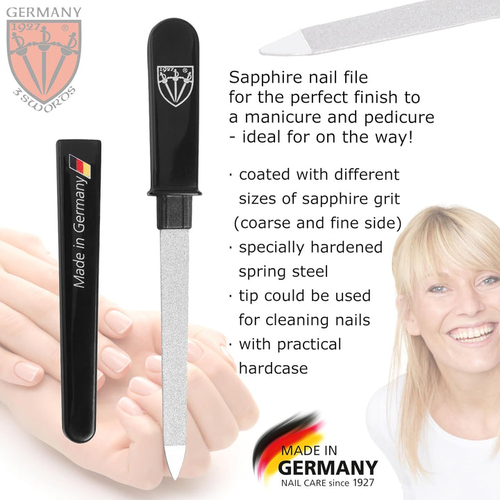 - Brand Quality Double Sided (Fine & Coarse) Sapphire Metal Pocket Nail File (1 Piece), Made in Solingen Germany