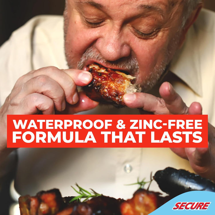 Waterproof Denture Adhesive - Zinc Free - Extra Strong Hold for Upper, Lower or Partials - 1.4 Oz