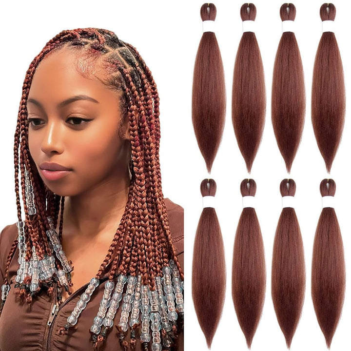 Purple Braiding Hair 20 Inch Pre Stretched Hair Long Straight Crochet Braids Yaki Texture Synthetic Fiber 4 Packs (Dark Purple)