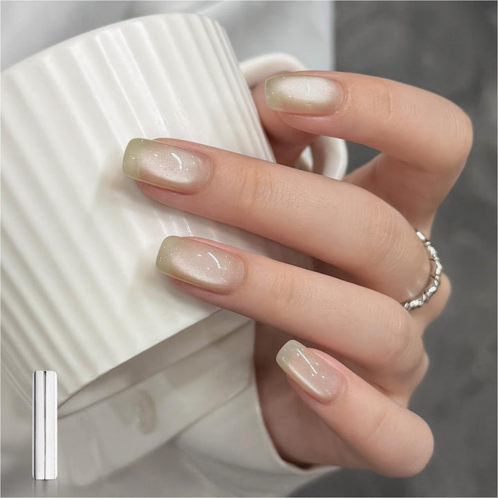 Glassy Cat Eye Gel Nail Polish, 16Ml Glitter Holographic UV Gel Polish with Magnet, Reflective Translucent, 2341 Silvery Moonlight