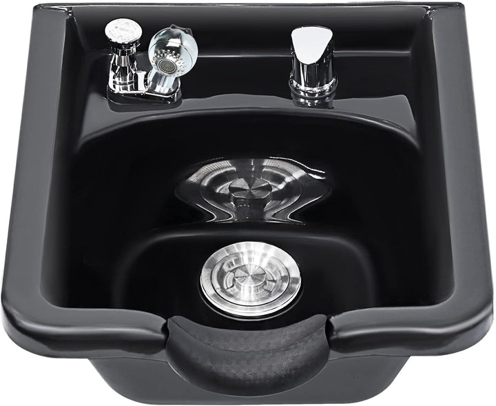 Shampoo Bowl for Salons, Black ABS Plastic Shampoo Sink for Home, Easy to Clean and Install Salon Shampoo Bowls for Hair Stylist