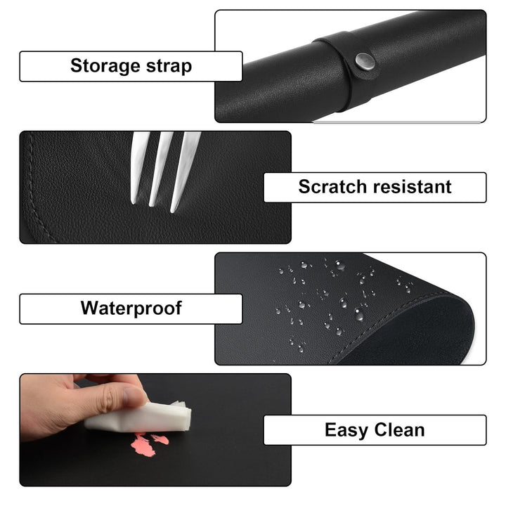 Nail Art Table Mat,Foldable Nail Arm Rest Pad for Nails,Soft Microfiber PU Leather Nail Mat for Table,Waterproof Manicure Pad,Nail Table Pad for Nail Technician Salon Home-Black