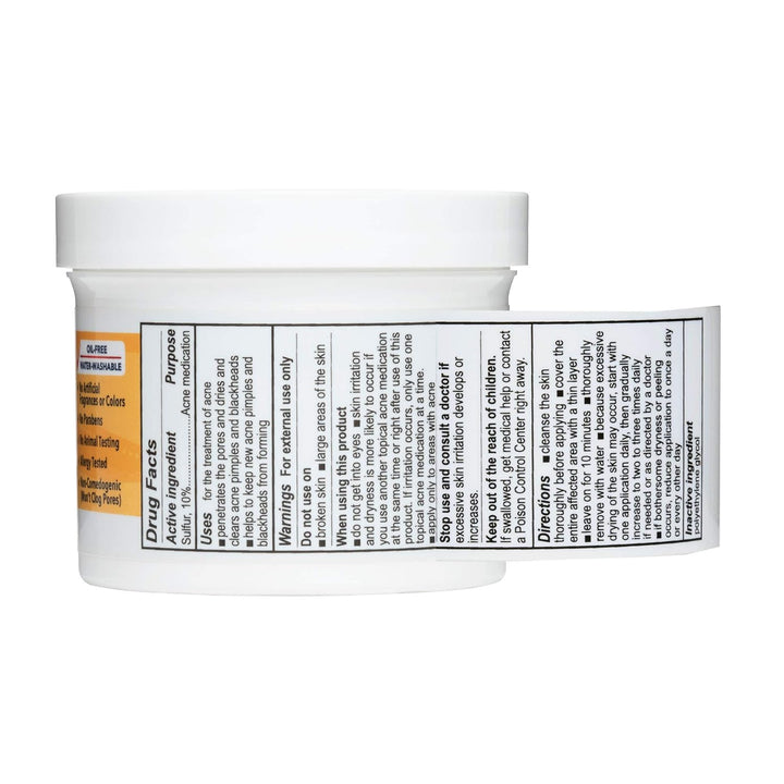 10% Sulfur Ointment - Cystic Acne Treatment for Face and Body - Daily 10 Min Spot Treatment Mask - Safe and Effective Game Changing Hormonal Acne Treatment That Clears up Pimples - 2.6 Oz