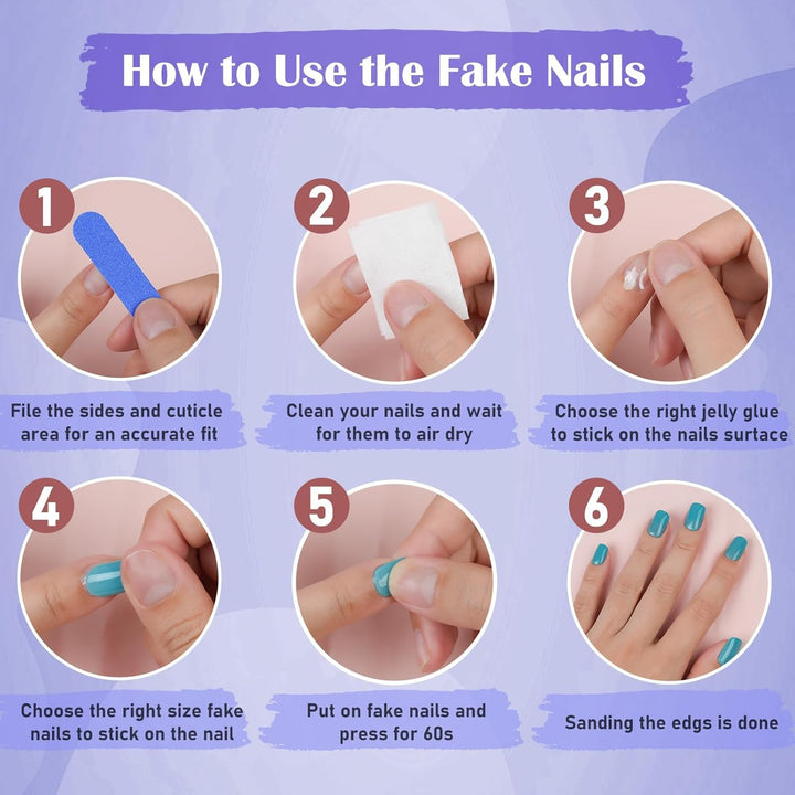 Press on Nails Short -  Acrylic Press on Nails Red, Square Glue on Nails with Nail Glue, Fit Perfectly & Natural Stick on Nails in 16 Sizes - 32PCS Soft Gel Kit, Wine Red