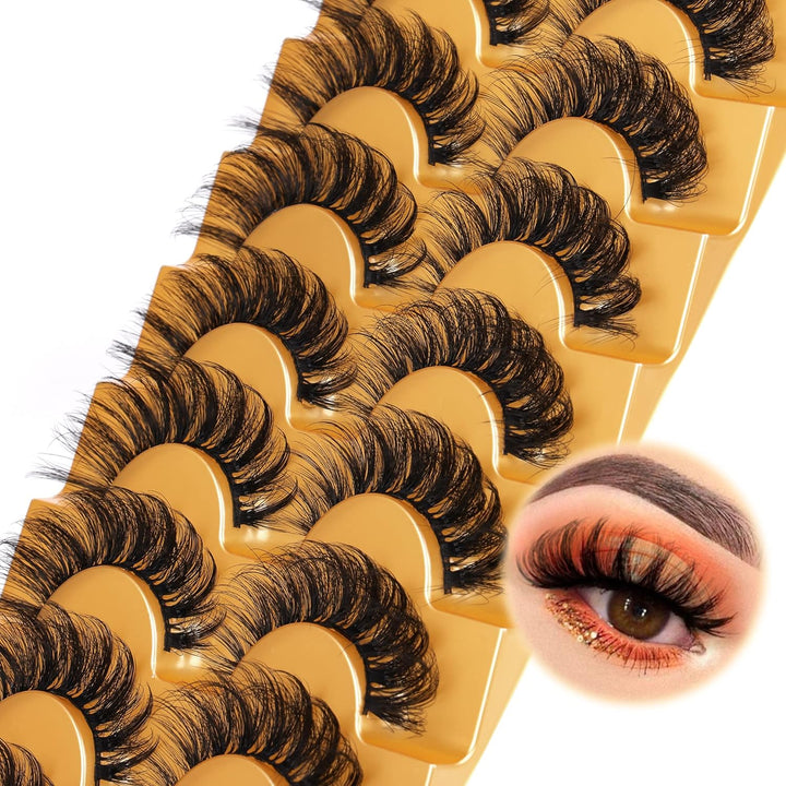 Mink Lashes Full Volume False Eyelashes 18Mm Dramatic Faux Mink Eyelashes Natural Look Cat Eye Volume Eye Lashes Multipack by