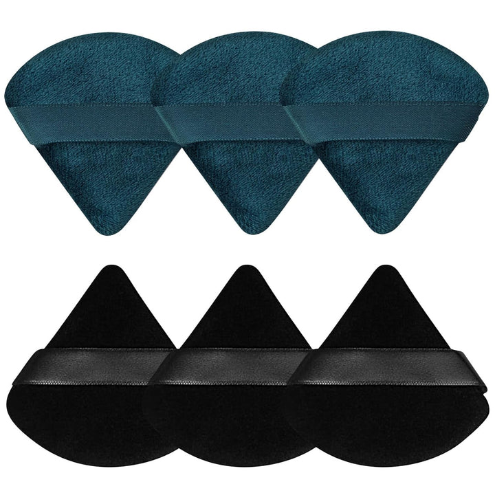6 Pcs Powder Puff Face Soft Triangle Makeup Puff Velour Makeup Sponge Stocking Stuffers for Loose Powder (Black)