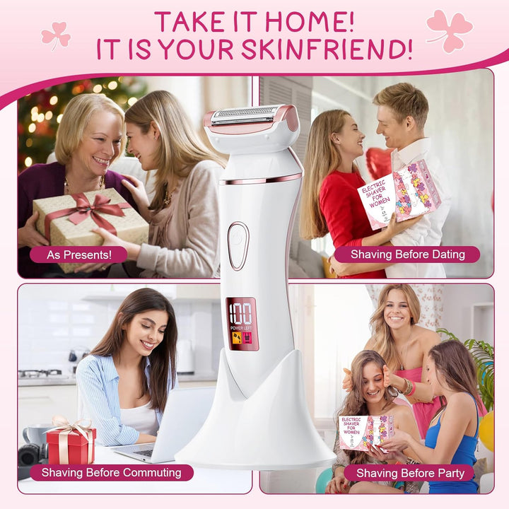 Electric Shaver for Women, Gifts for Women, Electric Razor for Womens, Rechargeable Wet Dry Lady Hair Remover,Ipx7 Waterproof,Shaver for Legs (Rose Gold)