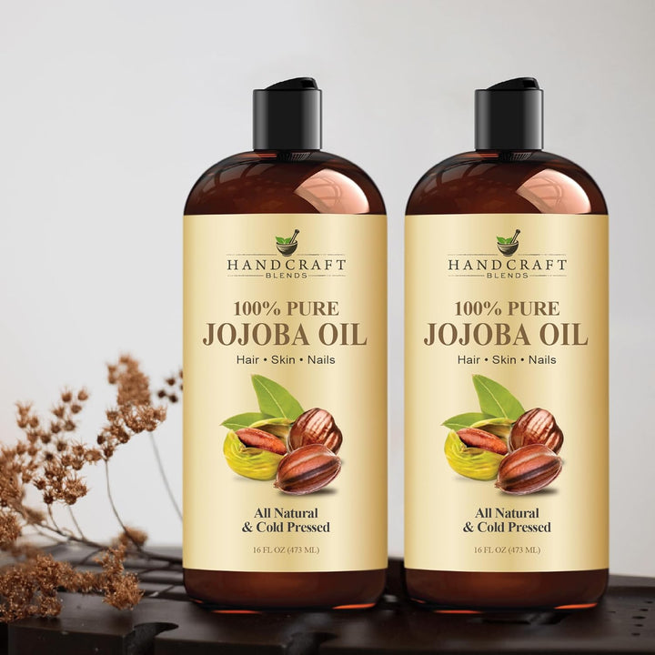 Jojoba Oil - Cold-Pressed 16 Fl Oz - 100% Pure and Natural Premium Grade Carrier Oil for Skin and Hair - Body Massage - Hexane-Free - Hair Relaxer for Tight Curls