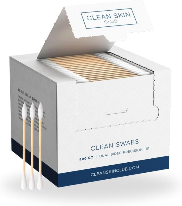 Clean Swabs | 500CT | One Pointed Tip | Biodegradable + Organic Cotton & Bamboo | Makeup & Nail Polish Touch-Ups | Chlorine-Free & Hypoallergenic (500 Count)