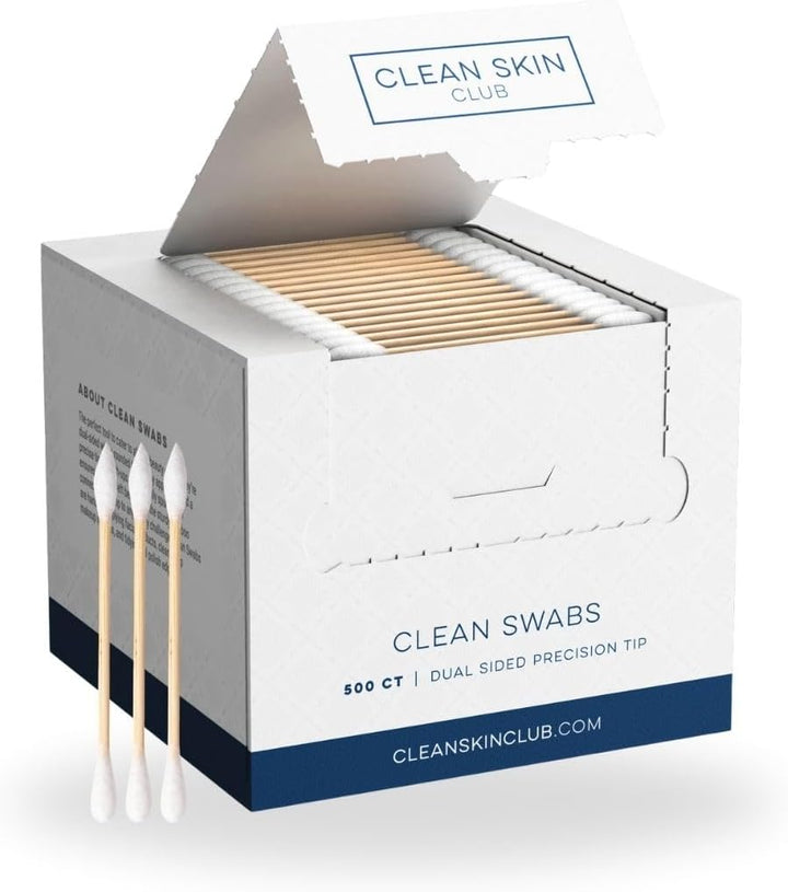 Clean Swabs | 500CT | One Pointed Tip | Biodegradable + Organic Cotton & Bamboo | Makeup & Nail Polish Touch-Ups | Chlorine-Free & Hypoallergenic (500 Count)