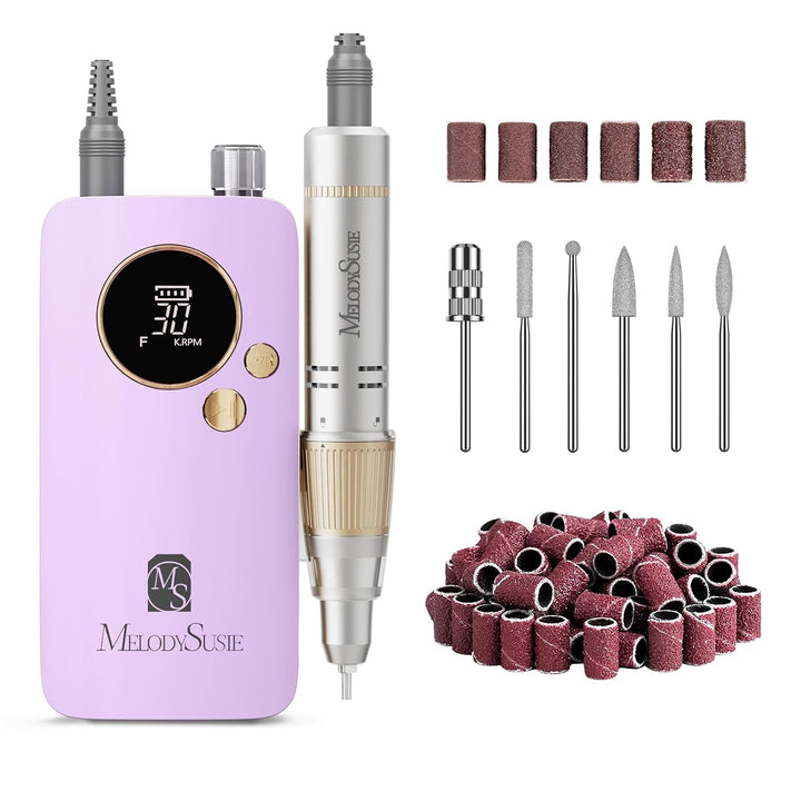 Portable Nail Drill 30000 RPM, SC320F Professional Rechargeable Electric Cordless Nail File for Acrylic Nails Gel Polishing Removing, Efile Nail Kit for Manicure Salon Home, Rose