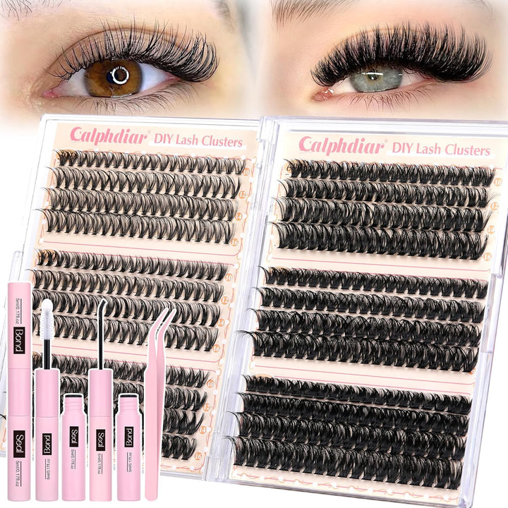 Eyelash Clusters 30D+40D+50D+60D+80D+100D Lash Clusters Wispy Individual Lashes 476PCS D-Curly Lash Extension 10-16MM Natural Lashes Clusters DIY Cluster Eyelash Extensions for Beginners