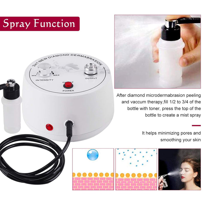 Diamond Microdermabrasion Machine,  3 in 1 Professional Microdermabrasion Machine with Vacuum Glass Tube and Spray Bottle for Home Use Skin Care