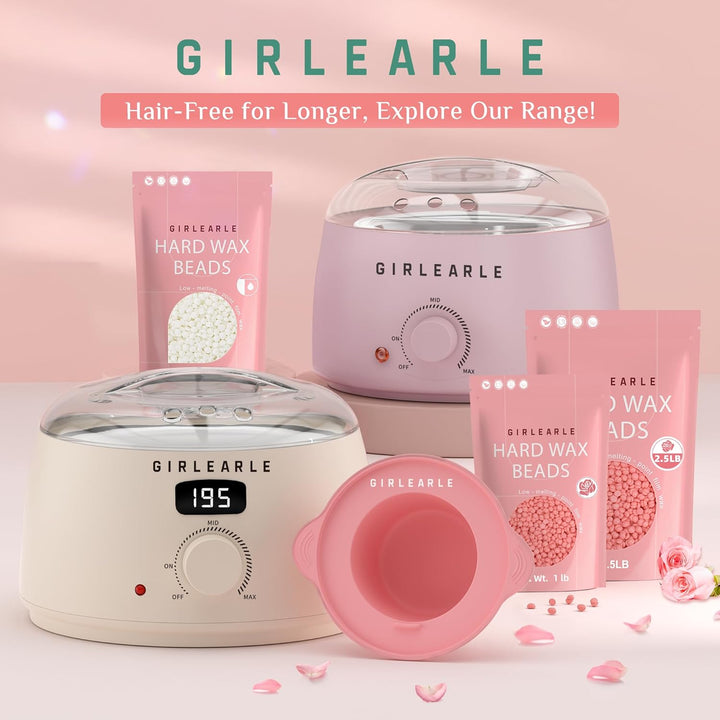 Hard Wax Beads, 1Lb Wax Beans for Hair Removal Sensitive Skin with Rose Formula, Perfect for Full Body, Facial, Brazilian Bikini, and Legs at Home Wax Refill for Women Men (Pink)