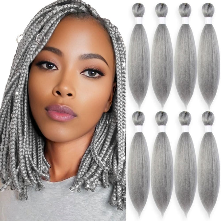 Purple Braiding Hair 20 Inch Pre Stretched Hair Long Straight Crochet Braids Yaki Texture Synthetic Fiber 4 Packs (Dark Purple)