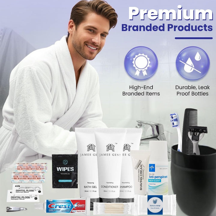 Travel Toiletry Kit for Men and Women – 20 Piece Set of Travel Size Toiletries, TSA Compliant, Includes Shampoo and Conditioner, Body Wash, Toiletry Bag & More