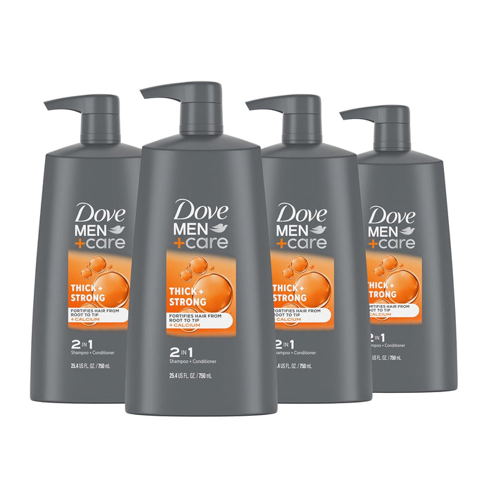Dove Men+Care 2-In-1 Shampoo + Conditioner Thick + Strong for Fortifying Hair from Root to Tip, with Calcium, 31 Oz